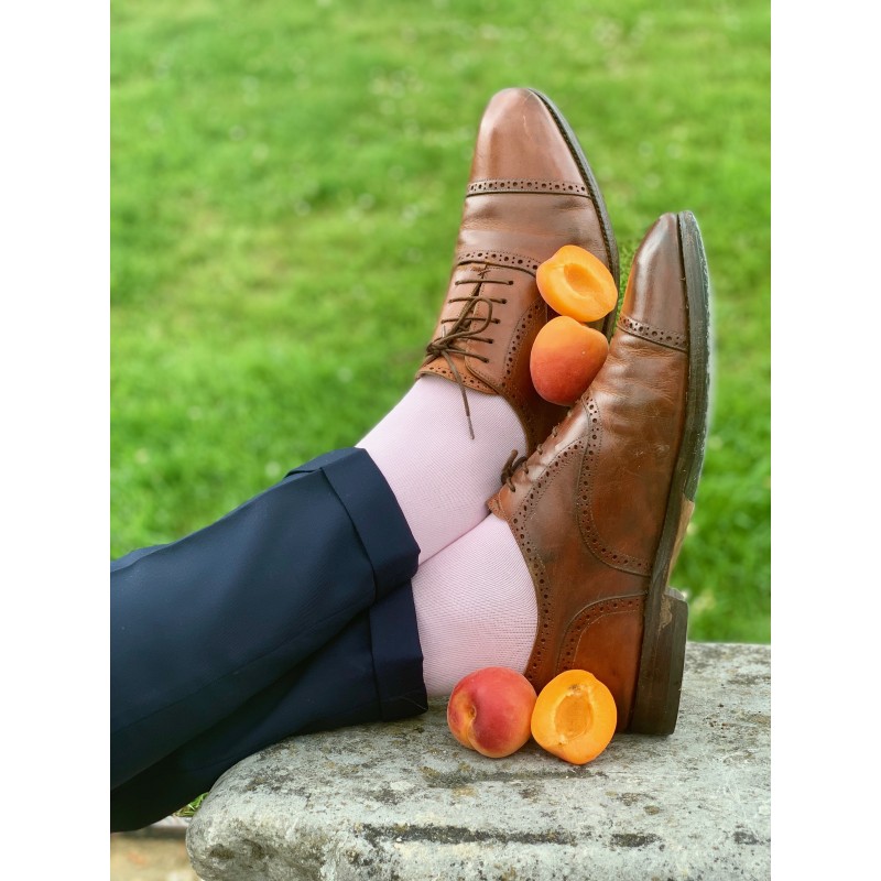 Le Flageolet chaussette unie rose pastel