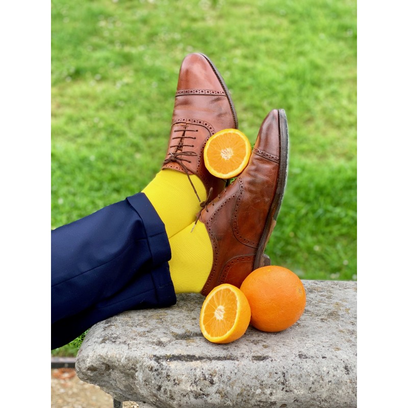 Le Flageolet chaussette unie jaune
